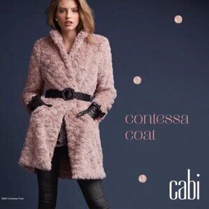 Cabi Contessa Faux Fur Coat | Dusty Pink | Size M